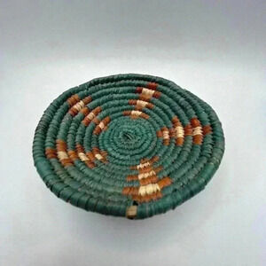 Miniature African Zulu Tribe Palm Leaf Woven Coil Basket Mini Bowl 3.75"